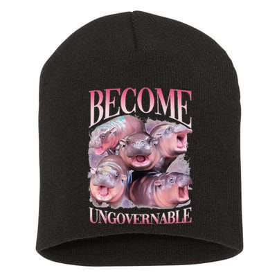 Become Ungovernable Moo Deng Funny Baby Hippo Short Acrylic Beanie