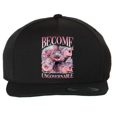 Become Ungovernable Moo Deng Funny Baby Hippo Wool Snapback Cap