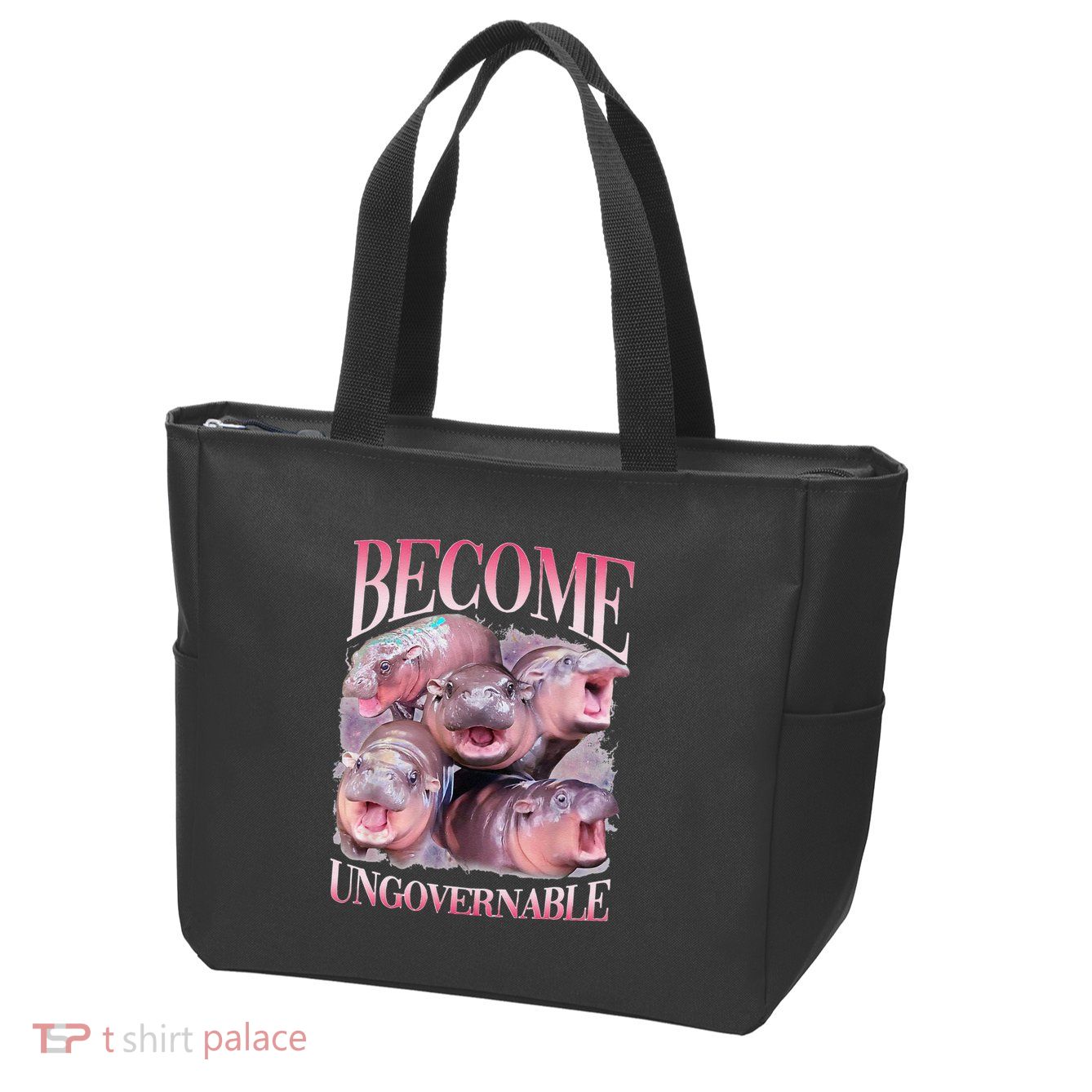 Become Ungovernable Moo Deng Funny Baby Hippo Zip Tote Bag