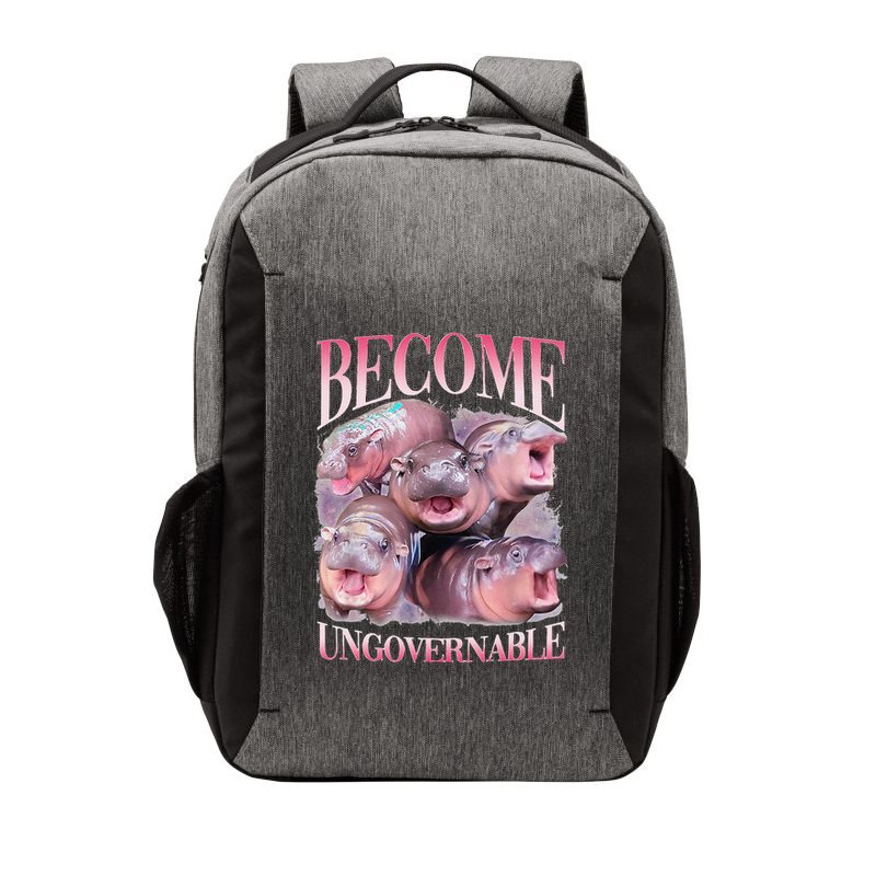 Become Ungovernable Moo Deng Funny Baby Hippo Vector Backpack