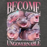 Become Ungovernable Moo Deng Funny Baby Hippo Vector Backpack