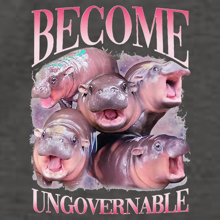 Become Ungovernable Moo Deng Funny Baby Hippo Vector Backpack