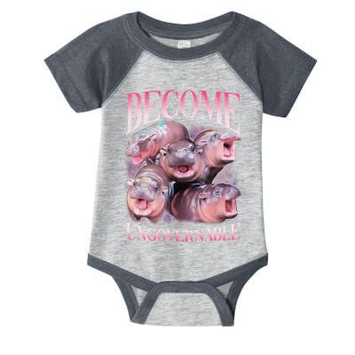 Become Ungovernable Moo Deng Funny Baby Hippo Infant Baby Jersey Bodysuit