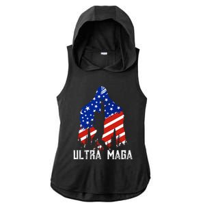 Bigfoot Ultra Maga Usa Flag For Sasquatch Trump Lover 2024 Gift Ladies PosiCharge Tri-Blend Wicking Draft Hoodie Tank