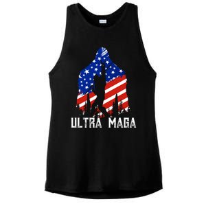 Bigfoot Ultra Maga Usa Flag For Sasquatch Trump Lover 2024 Gift Ladies PosiCharge Tri-Blend Wicking Tank