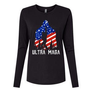 Bigfoot Ultra Maga Usa Flag For Sasquatch Trump Lover 2024 Gift Womens Cotton Relaxed Long Sleeve T-Shirt