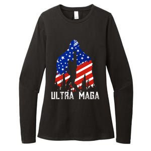 Bigfoot Ultra Maga Usa Flag For Sasquatch Trump Lover 2024 Gift Womens CVC Long Sleeve Shirt