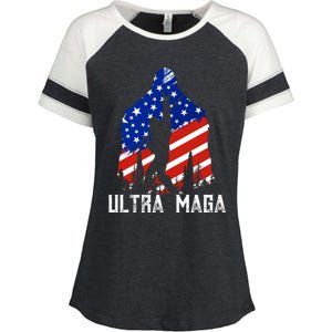 Bigfoot Ultra Maga Usa Flag For Sasquatch Trump Lover 2024 Gift Enza Ladies Jersey Colorblock Tee