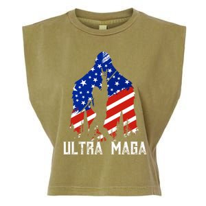 Bigfoot Ultra Maga Usa Flag For Sasquatch Trump Lover 2024 Gift Garment-Dyed Women's Muscle Tee