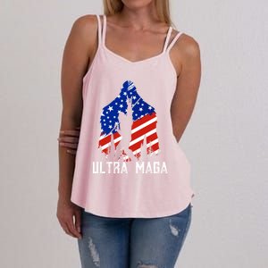 Bigfoot Ultra Maga Usa Flag For Sasquatch Trump Lover 2024 Gift Women's Strappy Tank