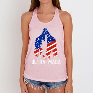 Bigfoot Ultra Maga Usa Flag For Sasquatch Trump Lover 2024 Gift Women's Knotted Racerback Tank