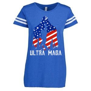 Bigfoot Ultra Maga Usa Flag For Sasquatch Trump Lover 2024 Gift Enza Ladies Jersey Football T-Shirt