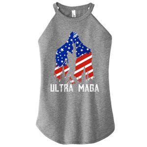 Bigfoot Ultra Maga Usa Flag For Sasquatch Trump Lover 2024 Gift Women's Perfect Tri Rocker Tank