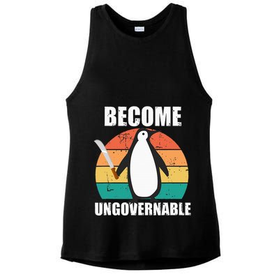 Become Ungovernable Meme Funny Penguin Meme Retro Vintage Ladies PosiCharge Tri-Blend Wicking Tank