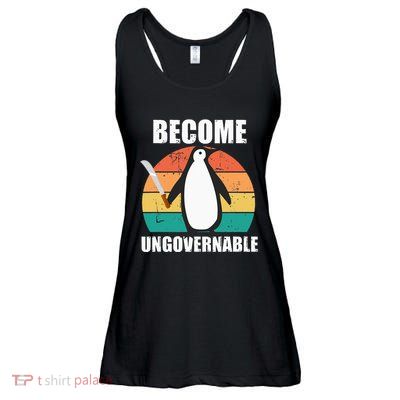 Become Ungovernable Meme Funny Penguin Meme Retro Vintage Ladies Essential Flowy Tank
