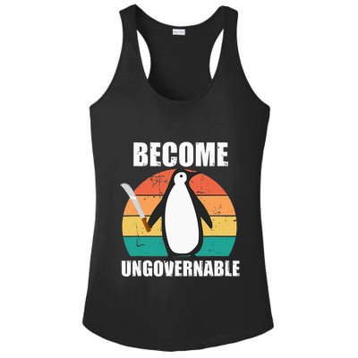 Become Ungovernable Meme Funny Penguin Meme Retro Vintage Ladies PosiCharge Competitor Racerback Tank