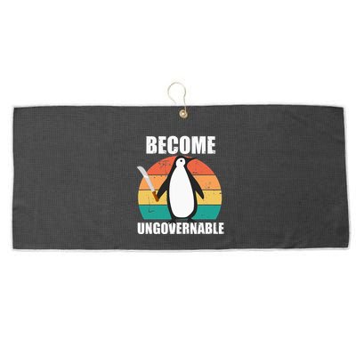 Become Ungovernable Meme Funny Penguin Meme Retro Vintage Large Microfiber Waffle Golf Towel