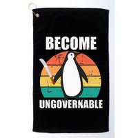 Become Ungovernable Meme Funny Penguin Meme Retro Vintage Golf Towel