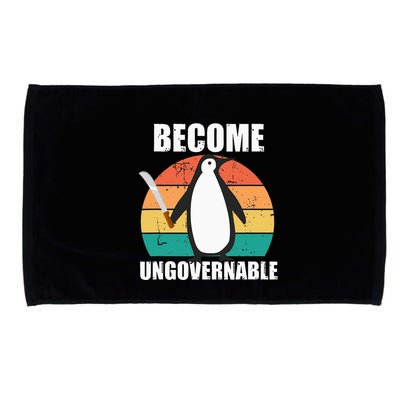 Become Ungovernable Meme Funny Penguin Meme Retro Vintage Microfiber Hand Towel