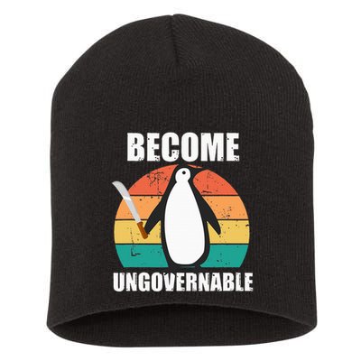 Become Ungovernable Meme Funny Penguin Meme Retro Vintage Short Acrylic Beanie