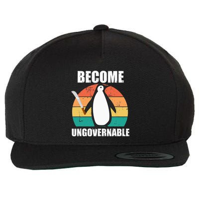 Become Ungovernable Meme Funny Penguin Meme Retro Vintage Wool Snapback Cap