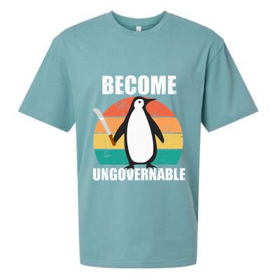 Become Ungovernable Meme Funny Penguin Meme Retro Vintage Sueded Cloud Jersey T-Shirt