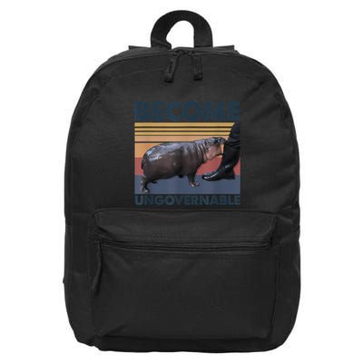 Become Ungovernable Moo Deng Cute Baby Hippo Funny Hippo 16 in Basic Backpack