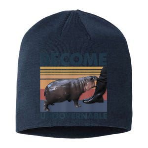 Become Ungovernable Moo Deng Cute Baby Hippo Funny Hippo Sustainable Beanie