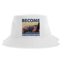 Become Ungovernable Moo Deng Cute Baby Hippo Funny Hippo Sustainable Bucket Hat