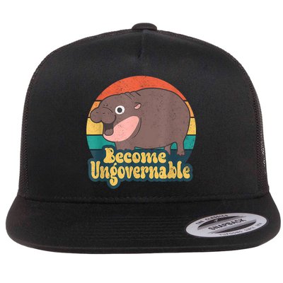 Become Ungovernable Moo Deng Humor Cute Baby Hippo Joke Flatbill Hat