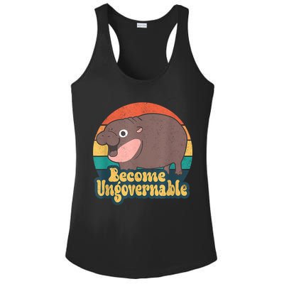 Become Ungovernable Moo Deng Humor Cute Baby Hippo Joke Ladies PosiCharge Competitor Racerback Tank
