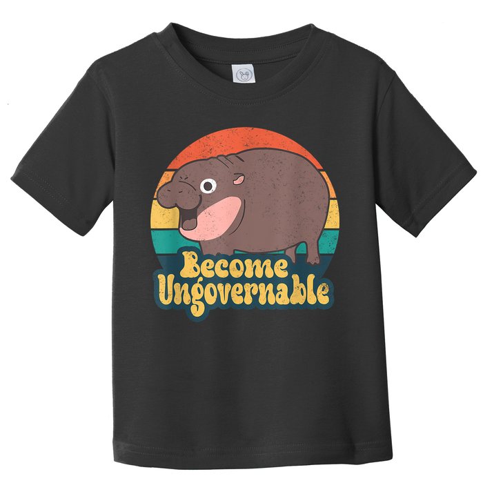 Become Ungovernable Moo Deng Humor Cute Baby Hippo Joke Toddler T-Shirt