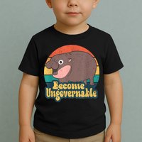 Become Ungovernable Moo Deng Humor Cute Baby Hippo Joke Toddler T-Shirt