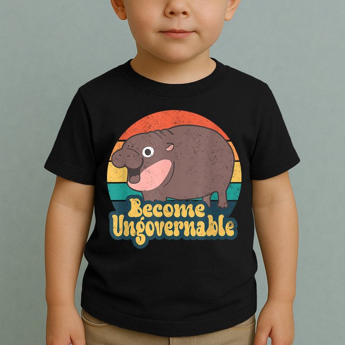 Become Ungovernable Moo Deng Humor Cute Baby Hippo Joke Toddler T-Shirt