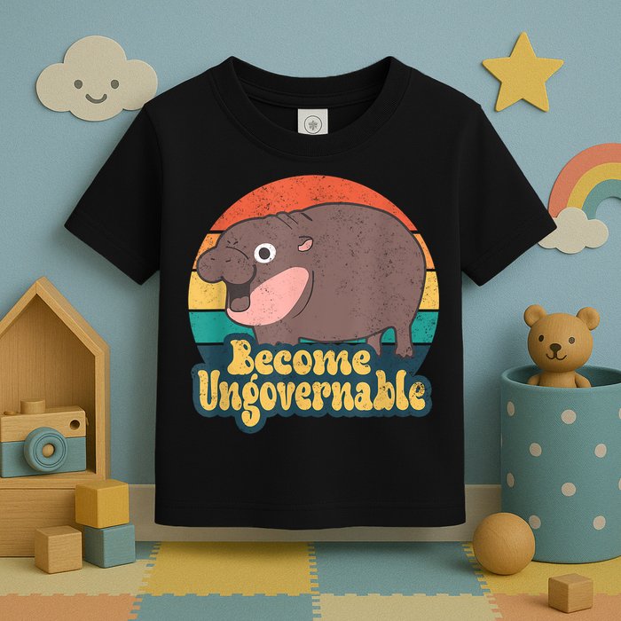 Become Ungovernable Moo Deng Humor Cute Baby Hippo Joke Toddler T-Shirt