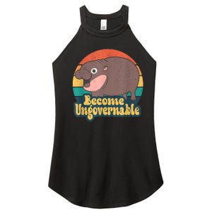 Become Ungovernable Moo Deng Humor Cute Baby Hippo Joke Women's Perfect Tri Rocker Tank