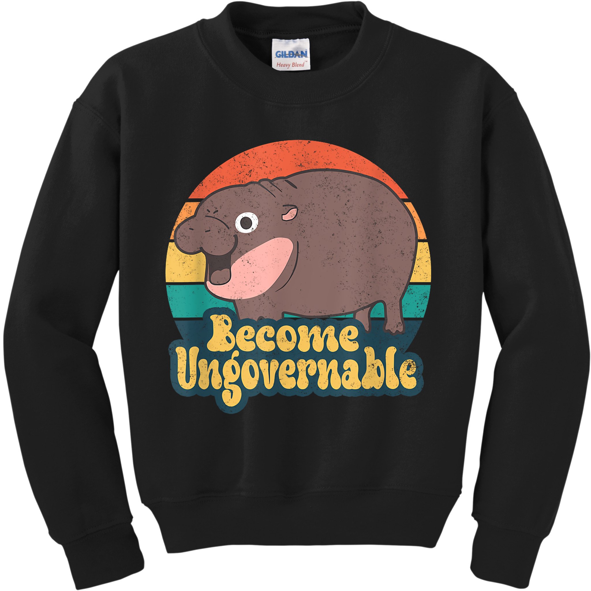 Become Ungovernable Moo Deng Humor Cute Baby Hippo Joke Kids Sweatshirt
