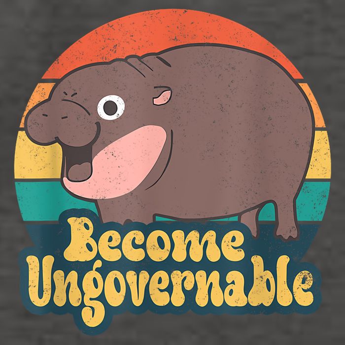 Become Ungovernable Moo Deng Humor Cute Baby Hippo Joke Vector Backpack