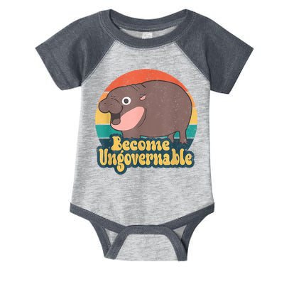 Become Ungovernable Moo Deng Humor Cute Baby Hippo Joke Infant Baby Jersey Bodysuit