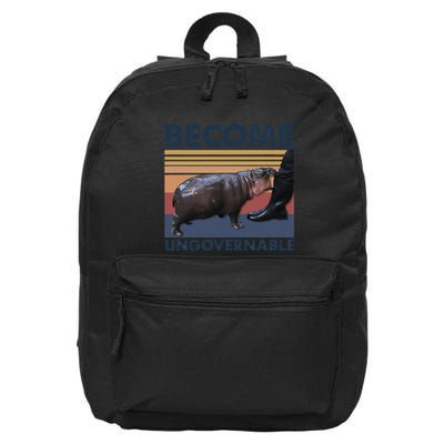 Become Ungovernable Moo Deng Cute Baby Hippo Funny Hippo Gift 16 in Basic Backpack