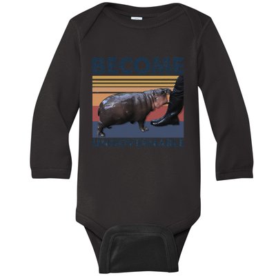 Become Ungovernable Moo Deng Cute Baby Hippo Funny Hippo Gift Baby Long Sleeve Bodysuit