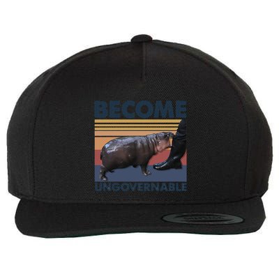 Become Ungovernable Moo Deng Cute Baby Hippo Funny Hippo Gift Wool Snapback Cap
