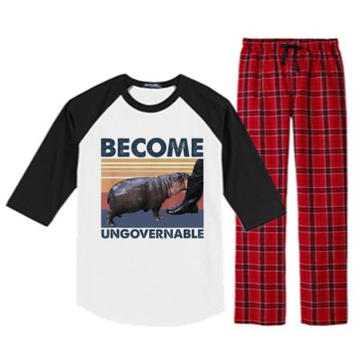 Become Ungovernable Moo Deng Cute Baby Hippo Funny Hippo Raglan Sleeve Pajama Set