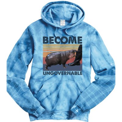 Become Ungovernable Moo Deng Cute Baby Hippo Funny Hippo Tie Dye Hoodie