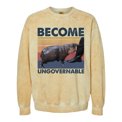 Become Ungovernable Moo Deng Cute Baby Hippo Funny Hippo Colorblast Crewneck Sweatshirt