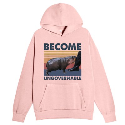 Become Ungovernable Moo Deng Cute Baby Hippo Funny Hippo Urban Pullover Hoodie