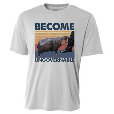 Become Ungovernable Moo Deng Cute Baby Hippo Funny Hippo Cooling Performance Crew T-Shirt