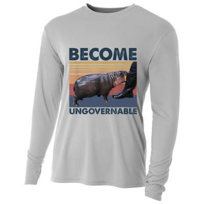 Become Ungovernable Moo Deng Cute Baby Hippo Funny Hippo Cooling Performance Long Sleeve Crew