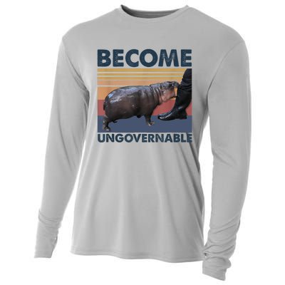 Become Ungovernable Moo Deng Cute Baby Hippo Funny Hippo Cooling Performance Long Sleeve Crew