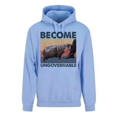 Become Ungovernable Moo Deng Cute Baby Hippo Funny Hippo Unisex Surf Hoodie